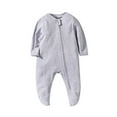 thumbnail image 1 of Zwiiyzr 0-12M Newborn Baby Boy Girl Romper Bodysuit Long Sleeve Footie Onesie Jumpsuit Cotton Pajamas Sleepwear Outfit Baby Clothes Gray, 1 of 3