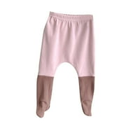 Zwiiyzr 0-18M Baby Clothes Footed Pants Pull On Bottoms Cotton for Infant Baby Boys, Girls, Unisex Pink