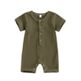 thumbnail image 1 of Zwiiyzr 2025 0-18M Toddler Baby Girls Boys Crew Neck Short Sleeve Solid Color Romper Bodysuits Unisex Soft One-Piece Outfit Green, 1 of 6