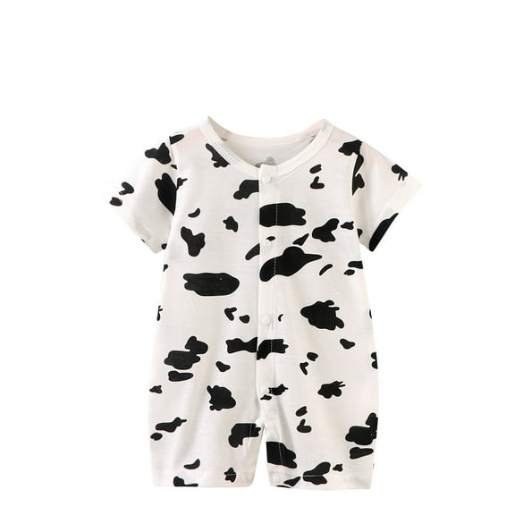 Zwiiyzr 0-1T Newborn Infant Unisex Baby Boy Girl Spring Onesie Short Sleeve Footless Rompers Button Bodysuit One Piece Jumpsuit Outfits Clothes White