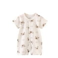 thumbnail image 1 of Zwiiyzr 2025 0-1T Newborn Infant Unisex Baby Boy Girl Spring Onesie Short Sleeve Rompers Button Bodysuit One Piece Jumpsuit Outfits Clothes Brown, 1 of 2