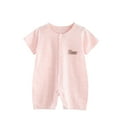 thumbnail image 1 of Zwiiyzr 2025 0-1T Newborn Infant Unisex Baby Boy Girl Spring Onesie Short Sleeve Rompers Button Bodysuit One Piece Jumpsuit Outfits Clothes Pink, 1 of 4