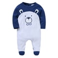 thumbnail image 1 of Zwiiyzr 0-1T Unisex Baby Girls Boys Long Sleeve Button Onesie Solid Newborn Footie One-Piece Infant Romper Jumpsuit Blue, 1 of 2