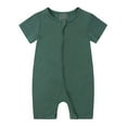 thumbnail image 1 of Zwiiyzr 0-2T Unisex Newborn Baby Boy Girl Clothes Cotton Shirt Shorts Romper Oversized Crewneck Zipper Short Sleeve Jumpsuit Outfit Olive Green, 1 of 2