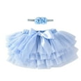 thumbnail image 1 of Zwiiyzr 2025 0-3T Toddler Infant Baby Girls Ballet Tulle Rainbow Tutu Skirt Dress Up with Colorful Hair Bows Sky Blue, 1 of 3