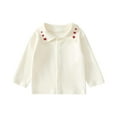 thumbnail image 1 of Zwiiyzr 0-4T Girls Long Sleeve Shirts Soft Cotton Girls' Solid Color Doll Collar Basic T-Shirts Toddlers Tees Red, 1 of 3