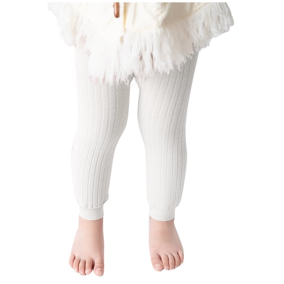 Zwiiyzr 0-7Y Girls Winter Fleece Lined Leggings Girls Thick Warm Leggings Stretchy Thermal Tights Kid Winter Solid Color Pants White