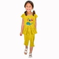 thumbnail image 1 of Zwiiyzr 1-10 Years Little & Big Girl Cute Summer Outfits Ruffle Short Sleeved Flutter Sleeve Elastic Waist Cropped Pants Daisy 2Pcs Clothing Set Yellow, 1 of 4