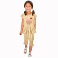 thumbnail image 1 of Zwiiyzr 1-10 Years Little & Big Girl Summer Outfits Heart Ruffle Short Sleeved Flutter Sleeve Elastic Waist Cropped Pants Daisy 2Pcs Clothing Set Khaki, 1 of 5