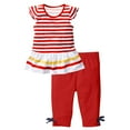 thumbnail image 1 of Zwiiyzr 1-10 Years Little & Big Girl Summer Outfits Striped Short Sleeve Ruffle T Shirts & Capris Pants Daisy 2Pcs Clothing Set Red, 1 of 5