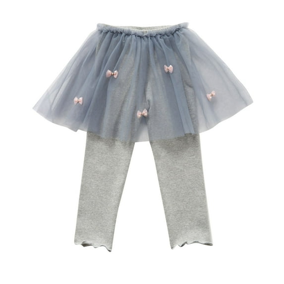 Zwiiyzr 2025 1-10Y Girls Footless Leggings With Skirts Multi-Color Elastic Pantskirt for Girls Tutu Skirt With Leggings Gray