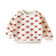 thumbnail image 1 of Zwiiyzr 1-11Y Toddler Baby Girl Boy Fleece Lined Sweatshirt Kids Long Sleeve Crewneck Pullover Graphic Tops Warm Fall Winter Clothes Red, 1 of 3