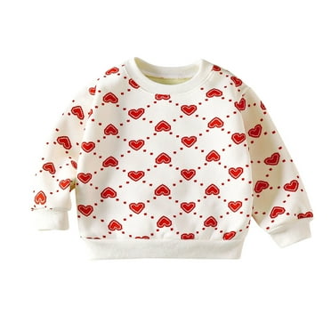 Zwiiyzr 1-11Y Toddler Baby Girl Boy Fleece Lined Sweatshirt Kids Long Sleeve Crewneck Pullover Graphic Tops Warm Fall Winter Clothes Red