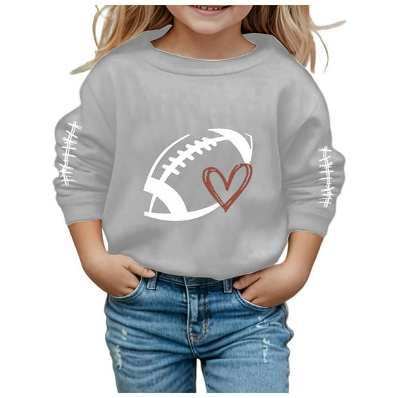 Zwiiyzr 1-12Y Pullover Sweatshirts for Kids Baby Girl Boy Crewneck Long Sleeve Pullover Graphic Baby Clothes Gray