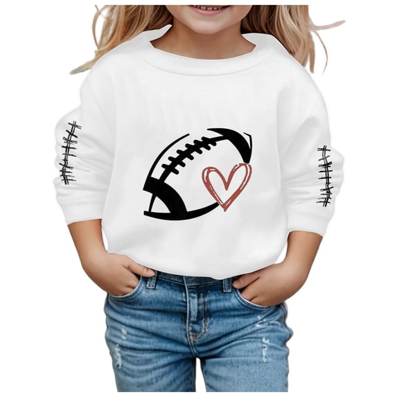Zwiiyzr 1-12Y Pullover Sweatshirts for Kids Baby Girl Boy Crewneck Long Sleeve Pullover Graphic Baby Clothes White
