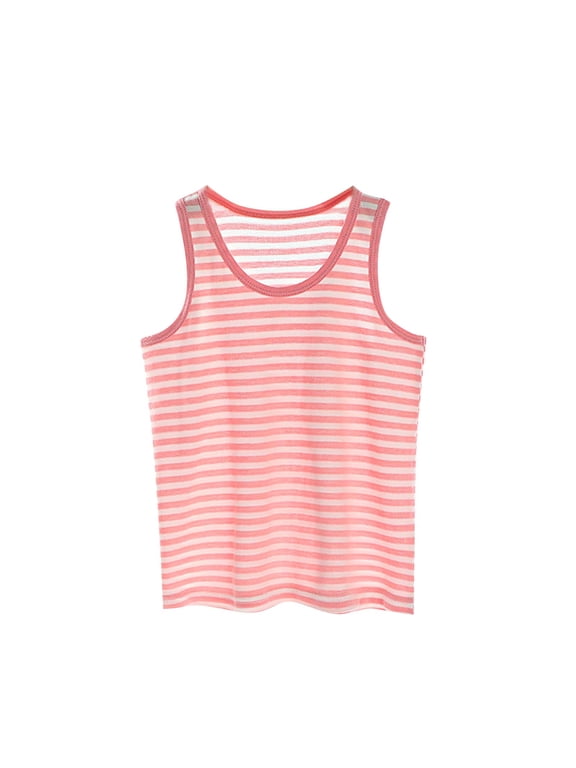 1-12Y Toddler Baby Boys Girls Striped Tank Tops Summer Kids Soft Cotton Sleeveless Top Undershirts Red