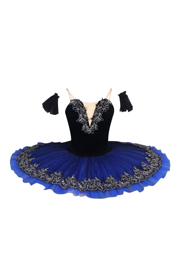 2025 1-14 Years Girls Ballerina Clothes Dance Ruffle Sleeve Gymnastics Leotard Ballet Tutu Blue