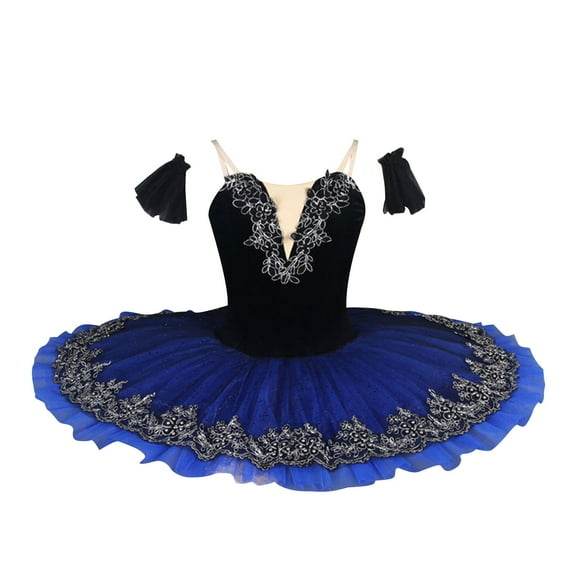 Zwiiyzr 2025 1-14 Years Girls Ballerina Clothes Dance Ruffle Sleeve Gymnastics Leotard Ballet Tutu Blue