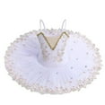 thumbnail image 1 of Zwiiyzr 2025 1-14 Years Girls Ballerina Clothes Dance Ruffle Sleeve Gymnastics Leotard Ballet Tutu White, 1 of 5