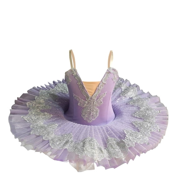 Zwiiyzr 2025 1-14Y Girls Ballerina Clothes Dance Ruffle Sleeve Floral Print Gymnastics Leotard Ballet Tutu Purple