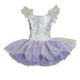thumbnail image 1 of Zwiiyzr 2025 1-14Y Girls Ballerina Clothes Dance Tutu Ruffle Sleeve Floral Print Gymnastics Leotard Ballet Tutu Purple, 1 of 4