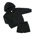 thumbnail image 1 of Zwiiyzr 1-14Y Teens Toddler Baby Boy Girl Clothes Solid Color Long Sleeve Hoodies Sweatshirt 2Piece Fall Winter Clothes Sweatpants Jogger Outfits Set Black, 1 of 1