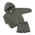 thumbnail image 1 of Zwiiyzr 1-14Y Teens Toddler Baby Boy Girl Clothes Solid Color Long Sleeve Hoodies Sweatshirt 2Piece Fall Winter Clothes Sweatpants Jogger Outfits Set Dark Gray, 1 of 2