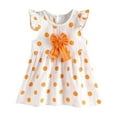 thumbnail image 1 of Zwiiyzr 2025 1-5Y Infant Toddler Baby Princess Dress Cotton Floral Thin Flying Sleeve Dress Baby Summer Outfit Orange, 1 of 3
