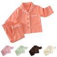 thumbnail image 1 of Zwiiyzr 1-6 Years Toddler Baby Boy and Girl Button-Down Pajamas Set Cotton Shirt and Pants Sleepwear for Unisex Kids Pink, 1 of 8