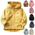 thumbnail image 1 of Zwiiyzr 1-6Y Boys and Girls Faux Shearling Jacket Trendy Solid Color Cute Plush Thick Keep Warm Zipper Hoodie Outerwear Winter Coat Purple, 1 of 4