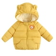 thumbnail image 1 of Zwiiyzr 1-6Y Girls and Boys Toddlers' Cute Quilted Puffer Coat Solid Long Sleeve Winter Warm Jacket Outerwear with Bear Hood Yellow, 1 of 4