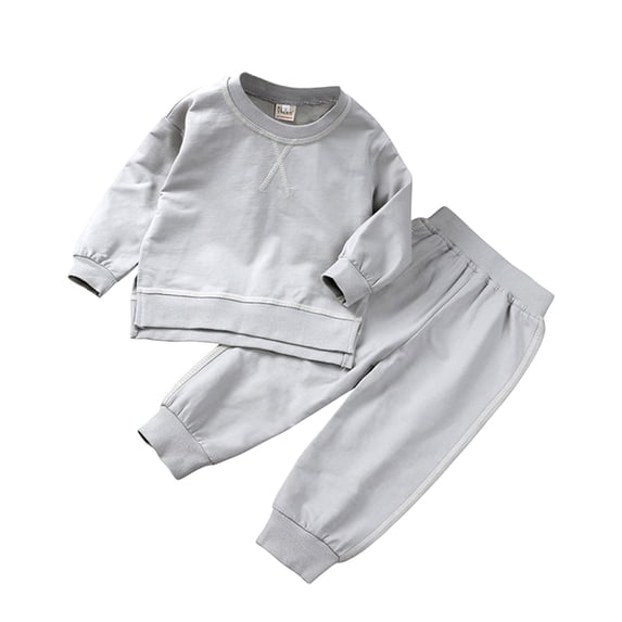Zwiiyzr Baby Boy Girl Clothes Toddler Crewneck Sweatshirt Long Sleeve Shirt Jogger Pants Fall Winter Outfits Gray