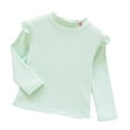 thumbnail image 1 of Zwiiyzr 1-7Y Girls Long Sleeve Shirts Soft Cotton Crewneck Girls' Solid Color Basic T-Shirts Toddlers Tees Green, 1 of 3