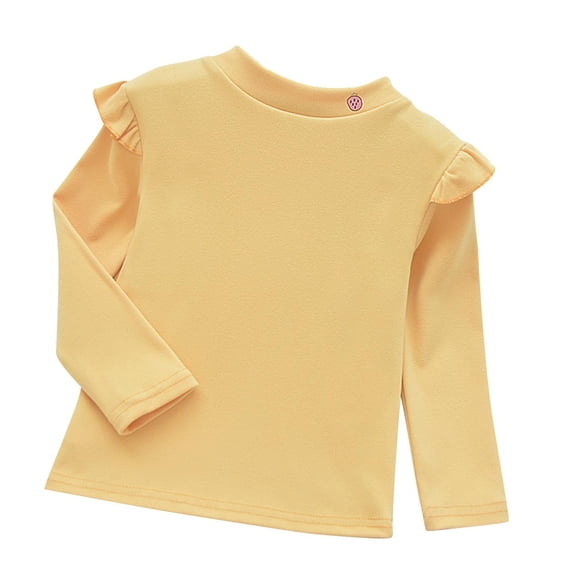 Zwiiyzr 1-7Y Girls Long Sleeve Shirts Soft Cotton Crewneck Girls' Solid Color Basic T-Shirts Toddlers Tees Yellow