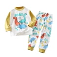 thumbnail image 1 of Zwiiyzr 1-8Y Fall Winter Toddler Baby Boy Girl Clothes Set Cartoon Long Sleeve Crewneck Sweatshirt Top Casual Pants Outfit Sweatsuit Loungewear White, 1 of 2