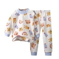 thumbnail image 1 of Zwiiyzr 1-8Y Fall Winter Toddler Baby Boy Girl Clothes Set Cartoon Long Sleeve Crewneck Sweatshirt Top Casual Pants Outfit Sweatsuit Loungewear Khaki, 1 of 3
