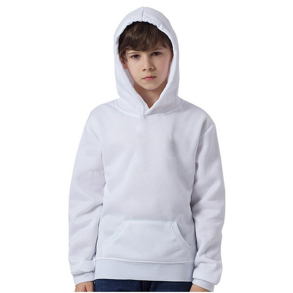 Zwiiyzr 1-8Years Baby Toddler Kids Boy Girl Hoodies Solid Color Casual Pocket Sweatershirt Pullover White