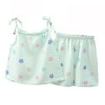 thumbnail image 1 of Zwiiyzr 18M-7Y Toddler Baby Girl Summer Clothes Flower Sleeveless Cami Tank Tops Elastic Waist Shorts Cute 2Pcs Outfit Set Light Blue, 1 of 3