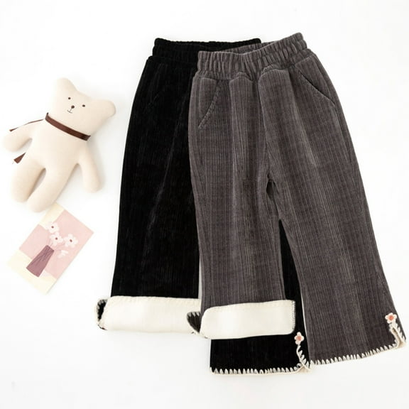 Zwiiyzr 2-10 Years Old Unisex Toddler Jogger Pants Fleece Lined Kids Cotton Elastic Waist Winter Baby Girls Sweatpants Black