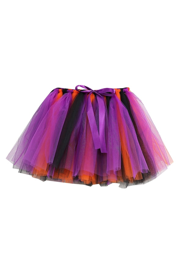 2-10 Years Toddler Baby Girls Layered Tulle Tutu Princess Ballet Dress Cute Multicolour Net Yarn Skirt Multi-Color Bow Skirt Purple