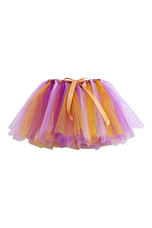 2-10 Years Toddler Baby Girls Layered Tulle Tutu Princess Ballet Dress Cute Multicolour Net Yarn Skirt Multi-Color Bow Skirt Yellow
