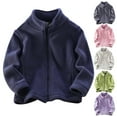 thumbnail image 1 of Zwiiyzr 2-10Y Boys and Girls Polar Fleece Jacket Trendy Solid Color Cute Plush Thick Keep Warm Zipper Outerwear Winter Coat Beige, 1 of 2