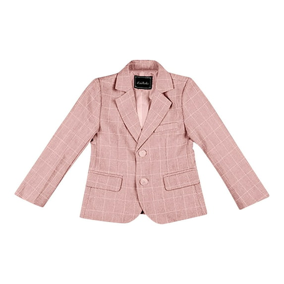 Zwiiyzr 2-11Y Boys Blazer Long Sleeve Formal Blazers Suit Jacket Lapel Button Open Blazers for Kids Toddler Pink