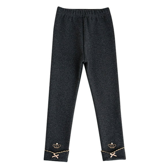 Zwiiyzr 2-11Y Girls Leggings Cotton Full Length Leggings Soft Comfortable Footless Leggings Stretchy Tights Pants Dark Gray
