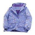 thumbnail image 1 of Zwiiyzr 2-12Y Boys Girls Jacket Waterproof Windbreaker Fleece Lining Hooded Jackets Zip Up Kids Raincoats with Pockets Purple, 1 of 3