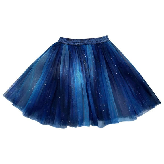 Zwiiyzr 2025 2-12Y Girls High Waist Tulle Skirts A-Line Mesh Tutu Skirts Dress for Toddler Girl Blue