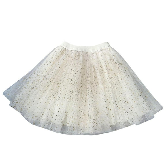 Zwiiyzr 2025 2-12Y Girls High Waist Tulle Skirts A-Line Mesh Tutu Skirts Dress for Toddler Girl White