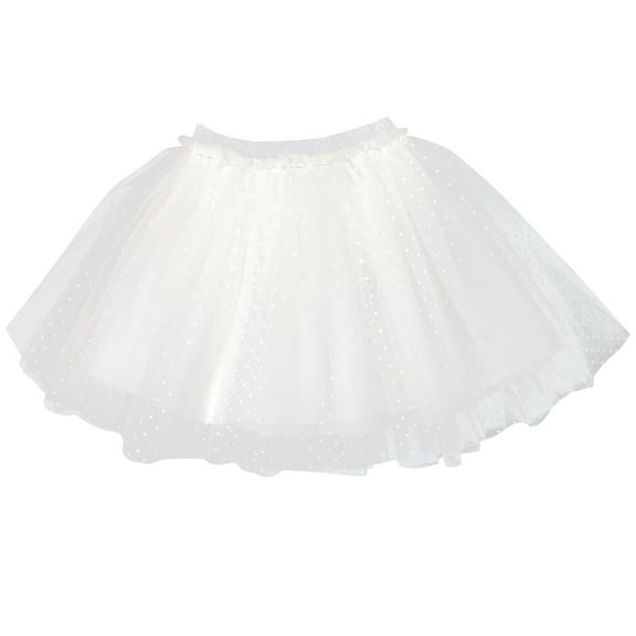 Zwiiyzr 2025 2-12Y Girls High Waist Tulle Skirts A-Line Mesh Tutu Skirts Dress for Toddler Girl White