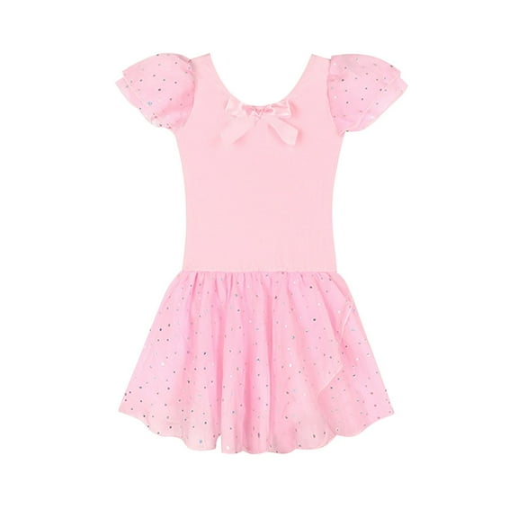 Zwiiyzr 2025 2-13Y Ballet Leotards for Girls Ballet Leotard With Skirt Ruffled Sleeve Toddler Dance Leotards Pink