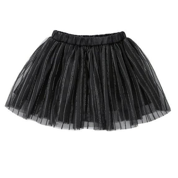 Zwiiyzr 2-14Y Toddler Girls Cute Tutu Skirt Layered Tulle Dance Dress Party Solid Color Embroidery Net Yarn Princess Dress Skirt Black
